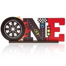 Peça central de mesa G1ngtar Race Car ONE Letter Sign Wood