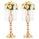 Peça central Flower Stand NUPTIO 49 cm Gold Crystal Metal x2