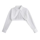 Peça feminina de manga comprida de chiffon branco com gola falsa