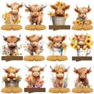 Peças centrais de mesa Enrowtic Highland Cow Baby Shower x12