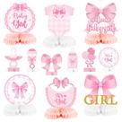 Peças centrais Honeycomb Arow Wesh Pink Bow Bow Baby Girl x12