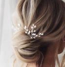 Peças de cabelo Earent Wedding Silver Pearl Hair Pins Brides Acessórios de cabelo para mulheres (pacote com 3)