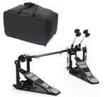 Pedal Batedor Duplo p/ Bumbo Bateria, Corrente Dupla, Ajuste Tensão, c/ Bag - Aj Som Acessórios Musicais