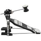 Pedal De Bumbo Para Bateria Acústica e Eletrônica Voik VPB40 Corrente Simples Tensão Ajustável Ajuste de Altura Base em Metal Cor Prata e Preto