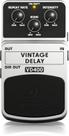Pedal de Efeito Vintage Delay Behringer