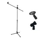 Pedestal Para Microfone Tripé Girafa Alumínio 2 Cachimbos Zellmer TM200