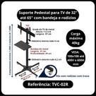 Pedestal para tv 32 a 65 com bandeja e rodízios