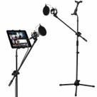 Pedestal,tripé p/microfone dinâmico c/pop filter,shock mount e suporte p/tablet Pedestal,tripé p/microfone dinâmico c/pop filter,shock mount e suporte p/tablet