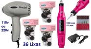 Pedicuro Elétrico Compact Esfoliador para os Pés Prata + 36 Lixas + Lixa Elétrica Importada