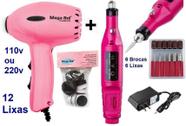 Pedicuro Elétrico Compact Esfoliador para os Pés Rosa Pink + 12 Lixas + Lixa Elétrica Importada