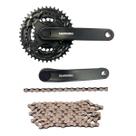 Pedivela Shimano Ty301 Engrenagem 24-34-42 Preto + Corrente