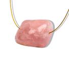 Pedra Rolada Quartzo Rosa Furo Vazado Horizontal Artesanato