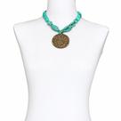 Pedras turqueza e pingente ZAMAC, ABS Bijuteria Fina CamargoMarkiori CX-9253