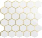 Peel and Stick Backsplash Tile DICOFUN Hexagon branco/dourado