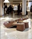 Peep Toe castanho salto bloco Peep Toe castanho salto bloco