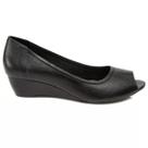Peep Toe Feminino Couro Salto Médio Bico Redondo Ana Luiza