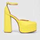 Peep Toe Meia Pata Vizzano Bico Quadrado Salto Bloco Alto