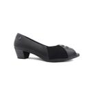 Peep Usaflex Toe de Couro Conforto Ac3216 Preto