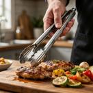 Pegador Culinário Inox 28cm com Pinça para Cozinha