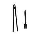 Pegador de Alimentos e Pincel Silicone Preto Cozinha 2un