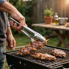 Pegador de Churrasco Brinox 13cm Aço Inox com Trava para Grelhados