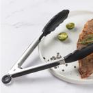 Pegador Em Silicone e Inox para Cozinha - Saladas, Carnes e Alimentos -25 CM cor:preto