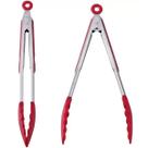 Pegador Pinça Para Salada Churrasco Frituras 28cm em Inox e Silicone