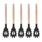 Pegador Preto de Silicone Massas e Saladas Cabo Bambu - 5un