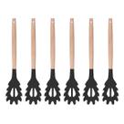 Pegador Preto de Silicone Massas e Saladas Cabo Bambu - 6un