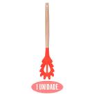 Pegador Silicone Vermelho Cabo Bambu Macarrão Almoço