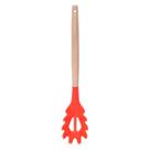 Pegador Vermelho de Silicone Cabo Bambu Resistente Multiuso