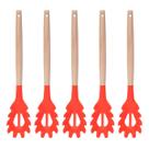 Pegador Vermelho de Silicone Resistente Cabo Bambu - 5un