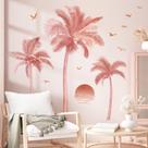 Pegatinas de Pared wondever Árbol de Palma Boho Tropical Atardecer