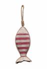 Peixe em Madeira com Tecido Decorativo Praia Marítimo 16,5cm Cor:Rosa