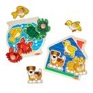 Peixe Puzzle Melissa & Doug Wooden Jumbo Peg, pacote com 2 peixes, 3 peças para animais domésticos Peixe Puzzle Melissa & Doug Wooden Jumbo Peg, pacote com 2 peixes, 3 peças para animais domésticos