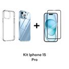 Película 3D De Vidro + Capa Capinha Anti Impacto Para Proteção Do Iphone 15 PRO Película 3D De Vidro + Capa Capinha Anti Impacto Para Proteção Do Iphone 15 PRO