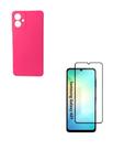 Película 3D de Vidro + Capinha Aveludada Silicone Rosa Pink Para Galaxy A07 5G