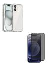 Película 3D de Vidro Privacidade + Capa Silicone TPU Para Iphone 16 Plus