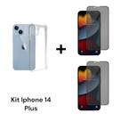 Película 3D De Vidro Privacidade + Capinha Capa Anti Impacto Para Iphone 14 PLUS