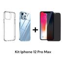 Película 3D De Vidro Privacidade Para Iphone 12 PRO MAX + Capinha Capa Anti Impacto Transparente