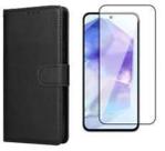 Película 3D Vidro + Capa Capinha Carteira Flip Para Samsung Galaxy A55 Cor:Preto Película 3D Vidro + Capa Capinha Carteira Flip Para Samsung Galaxy A55 Cor:Preto