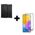 Película 3D Vidro + Capa Capinha Carteira Flip Para Samsung Galaxy A55 Cor:Preto