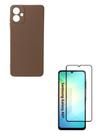 Película 3D Vidro + Capa Silicone Case Marrom Para Galaxy A07 5G