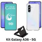 Película de Cerâmica 9D + Capa TPU Silicone + Suporte de Mesa para Samsung Galaxy A36 5G