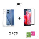 Película De Cerâmica 9D Fosca Flexível + Capa Capinha para Moto G24 Anti Impacto Transparente
