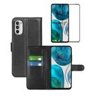 Pelicula de Vidro 3D + Capa Carteira Flip Preta para Motorola Moto G52 / G82