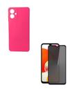Película Fosca Privacidade 9D + Capinha Silicone Aveludada Rosa Pink para Galaxy A07