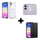 Película Fosca Privacidade + Película De Câmera + Capa Capinha Anti Impacto Para iphone 11 Transparente