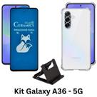 Película Privacidade Fosca + Capa Silicone TPU + Suporte de Mesa para Samsung Galaxy A36 5G