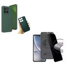 Película Privacidade Fosca Moto Edge 60 Fusion + Case Silicone Aveludada Verde Escuro